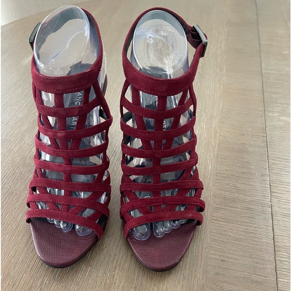 Franco Sarto Cage Sandal Burgundy Suede Size 7 - Picture 1 of 9